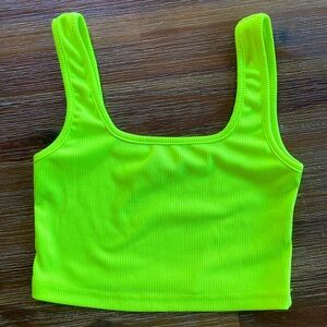 Neon Green Ribbed Crop Top